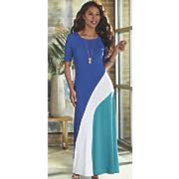 Ashro Dresses & Skirts - Ashro Tai Knit Cobalt Multi Maxi Dress size XL NWT